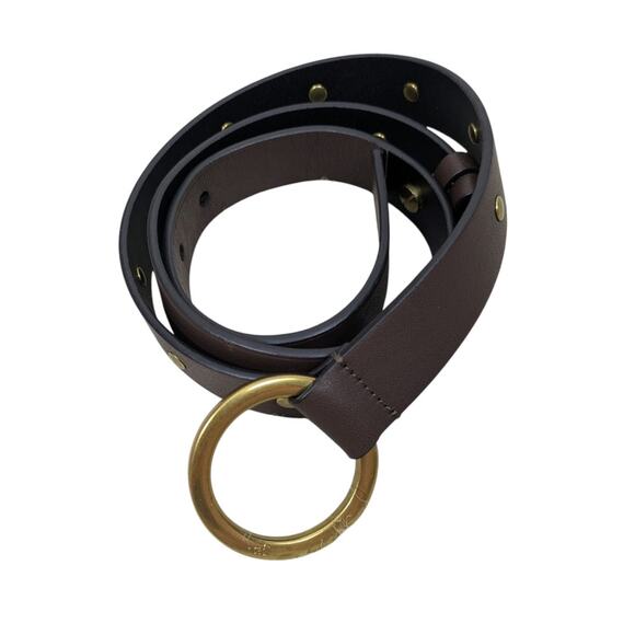 CABI Brown Leather Gold Tone Bridle Bit Studded Belt Size Medium - Picture 3 of 13